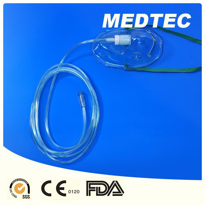 Factory Direct Sale Medical PVC Oxygen Mask with 7fts O2 Tubing